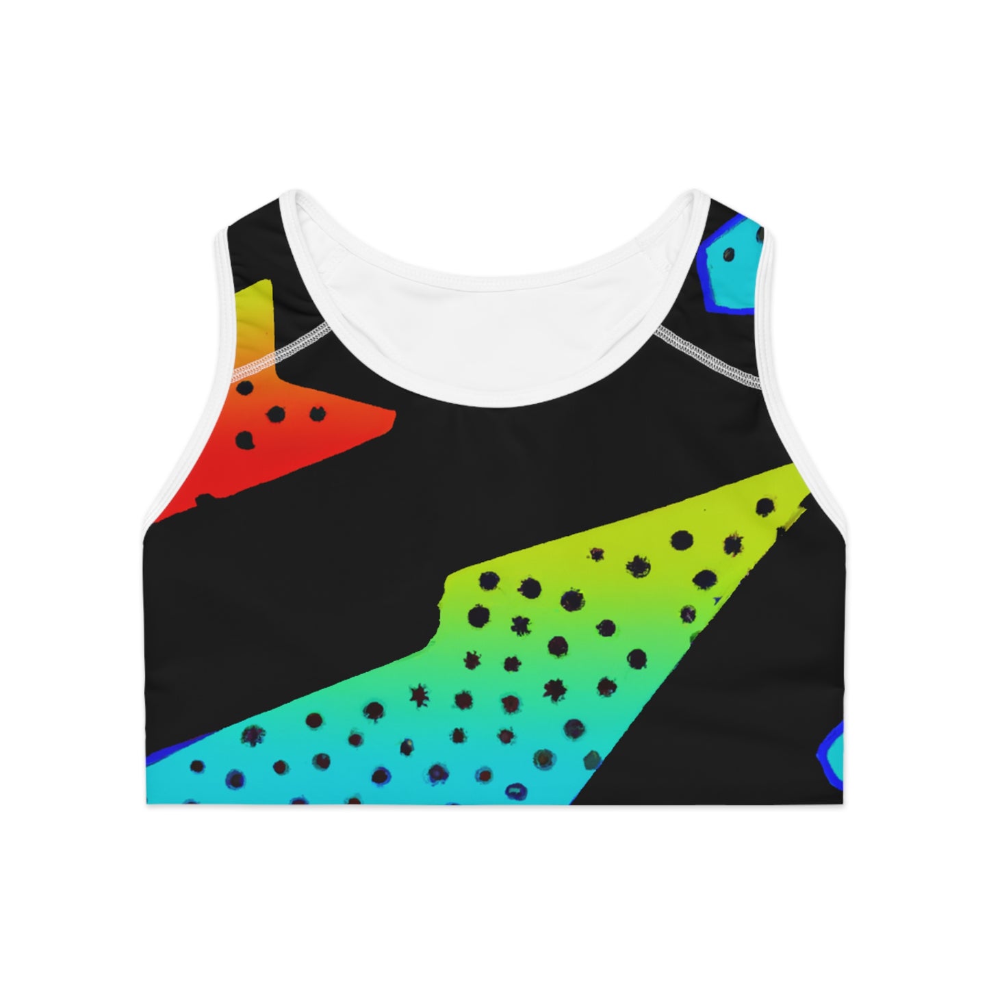 RGB Neon Comic Style w/ Polka Dots - AI Art - Sports Bra (AOP)