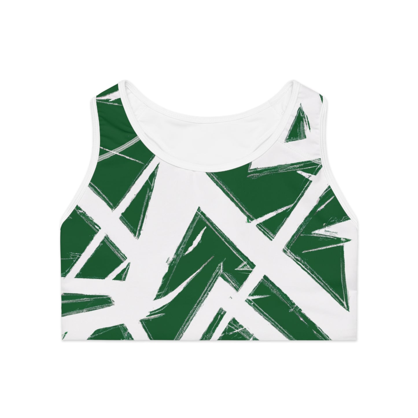 Green Geometry - AI Art  - Sports Bra (AOP)