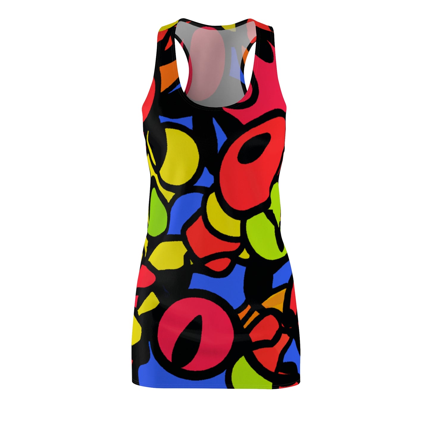 Cartoon Eyes - AI Art - Women's Cut & Sew Racerback Dress (AOP)