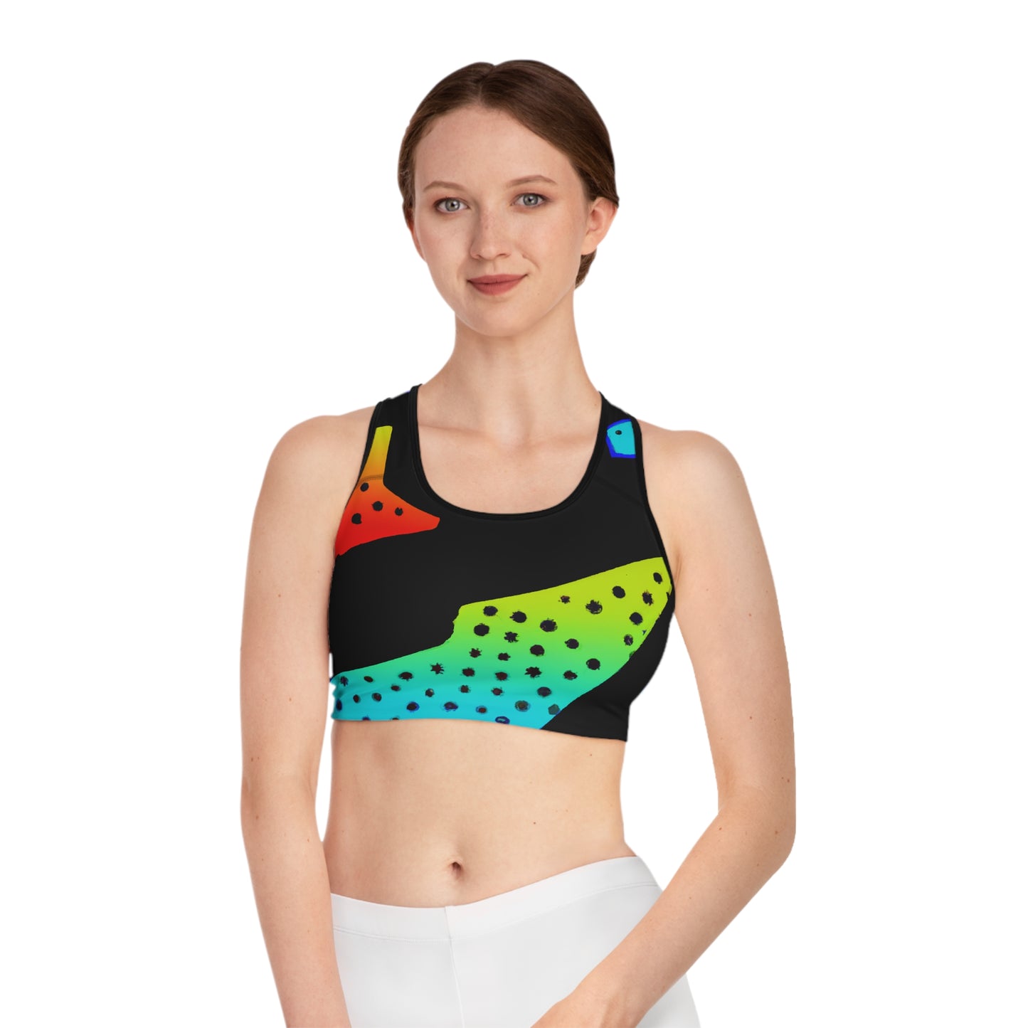 RGB Neon Comic Style w/ Polka Dots - AI Art - Sports Bra (AOP)