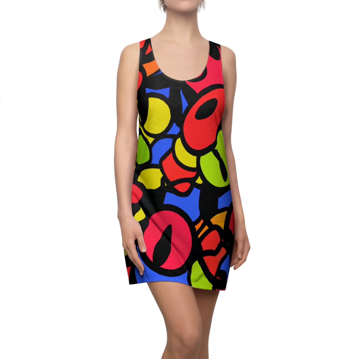 Cartoon Eyes - AI Art - Women's Cut & Sew Racerback Dress (AOP)