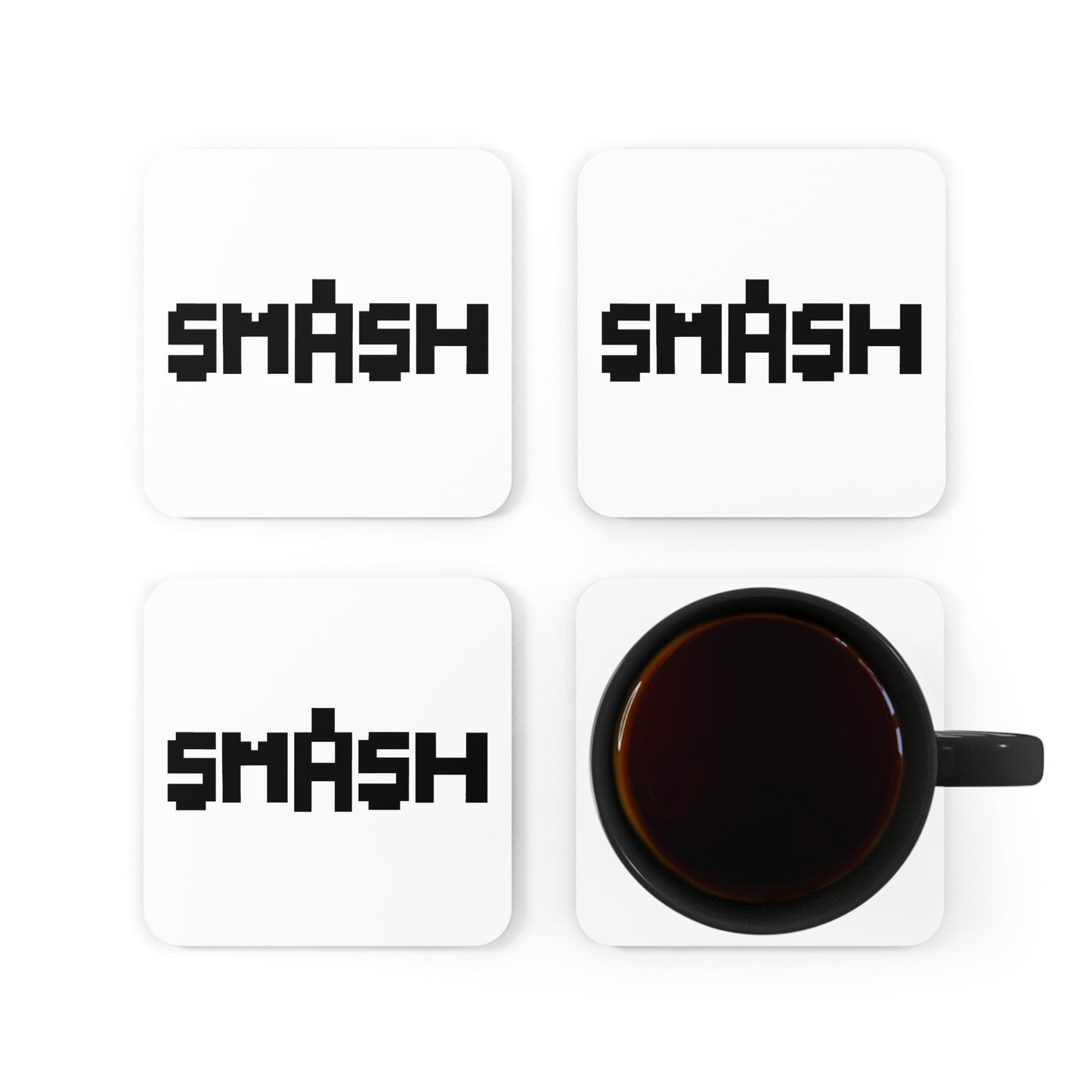 SMASH Logo 8-Bit - Corkwood Beverage Coaster Set of 4