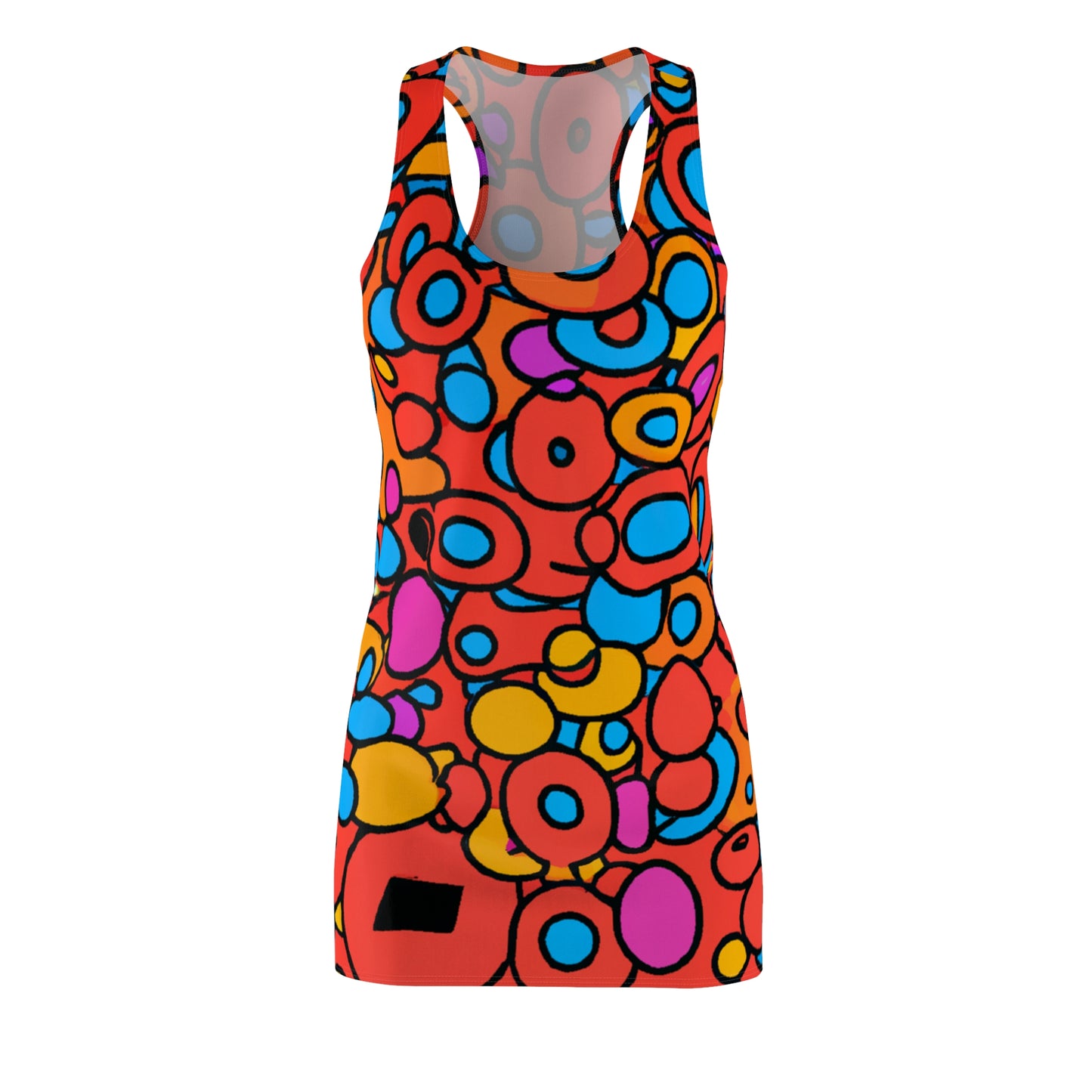 Cartoon Fruit Rings - AI Art - Women's Cut & Sew Racerback Dress