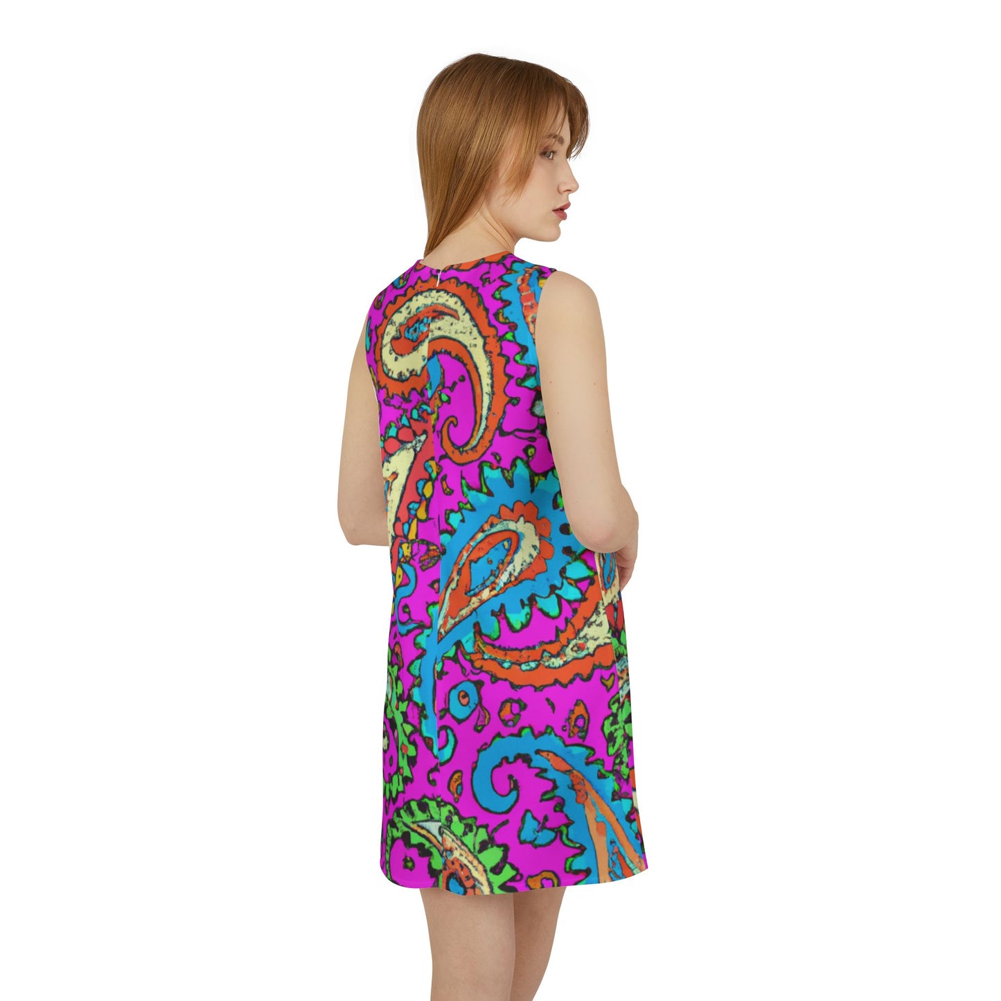 Cartoon Paisley - AI Art - A-line Sleeveless Dress