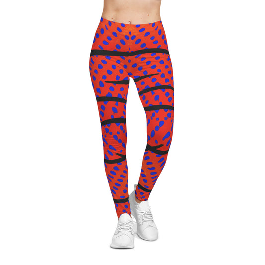 Orange & Blue Leopard Tiger - AI Art - Women's Casual Leggings (AOP)