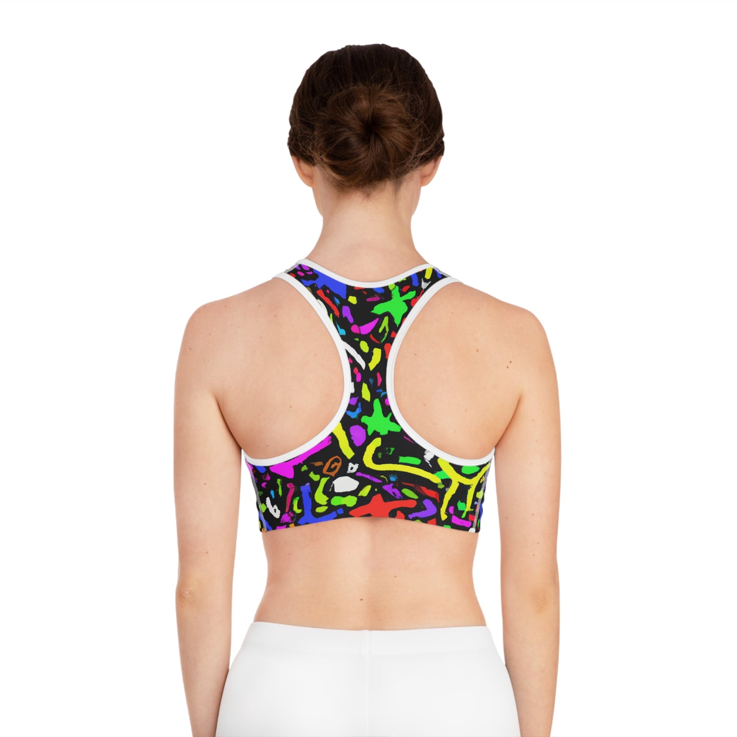 Cartoon Paint Splatter - AI Art - Sports Bra (AOP)