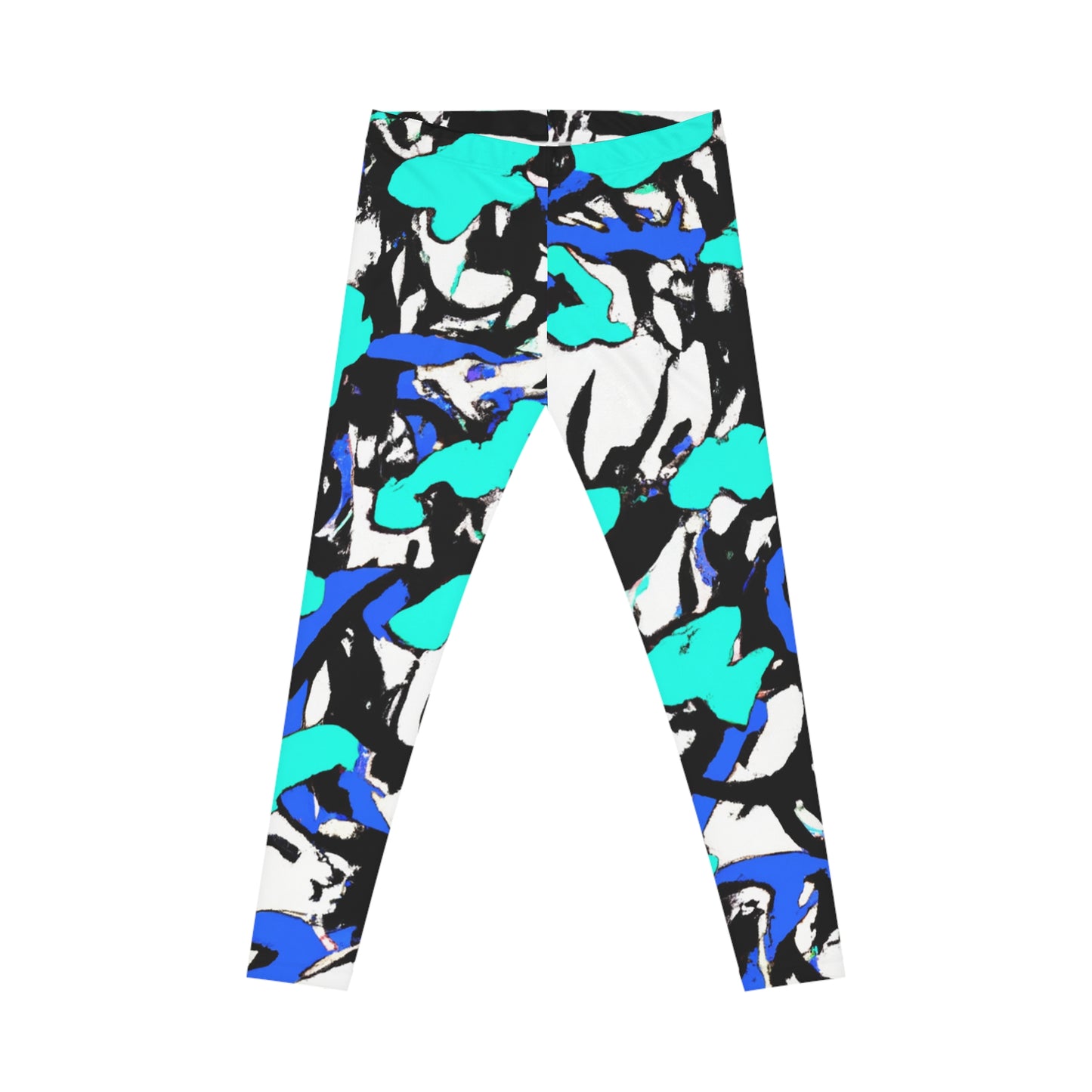 Turquoise & Blue Paint Markers - AI Art - Women's Casual Leggings (AOP)