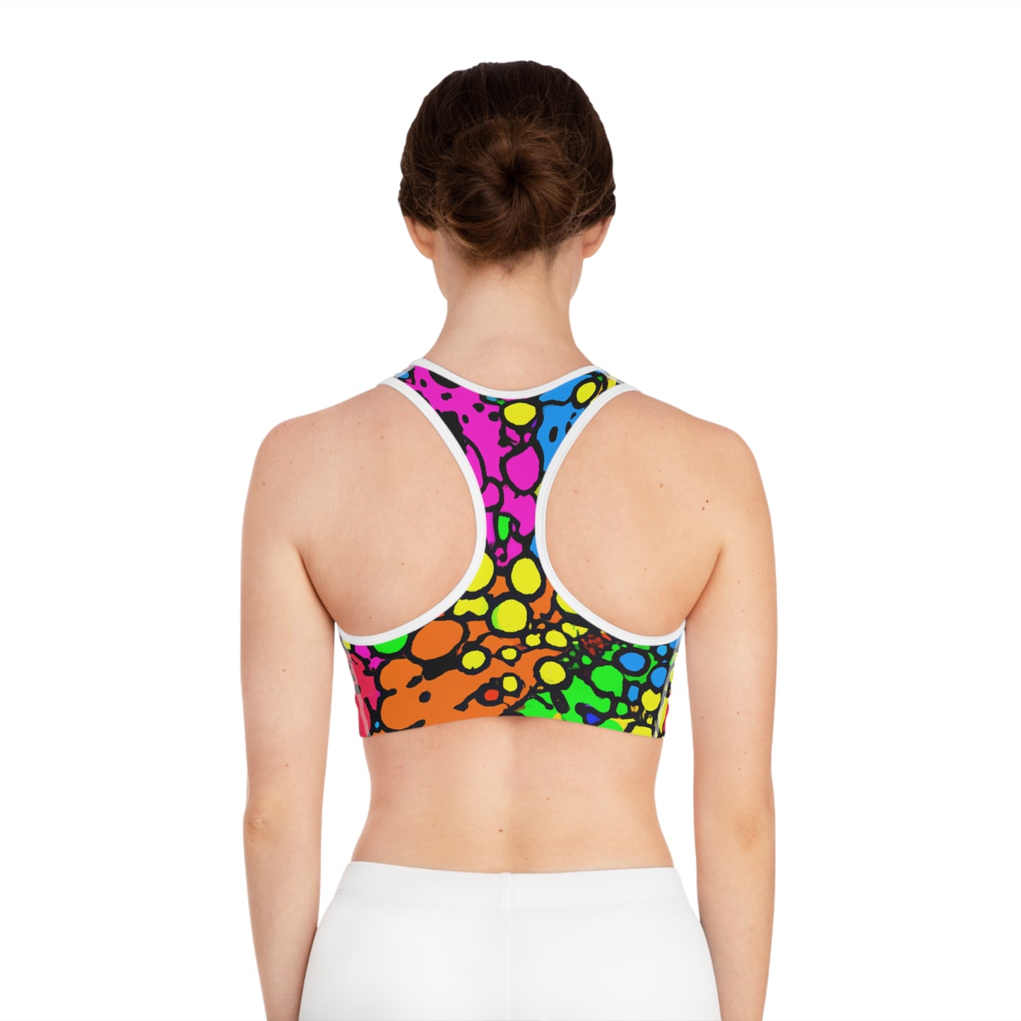 Cartoon Acrylic Crayon - AI Art - Sports Bra - Made in USA