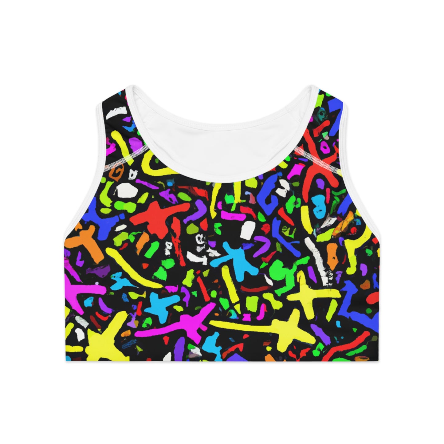 Cartoon Paint Splatter - AI Art - Sports Bra (AOP)