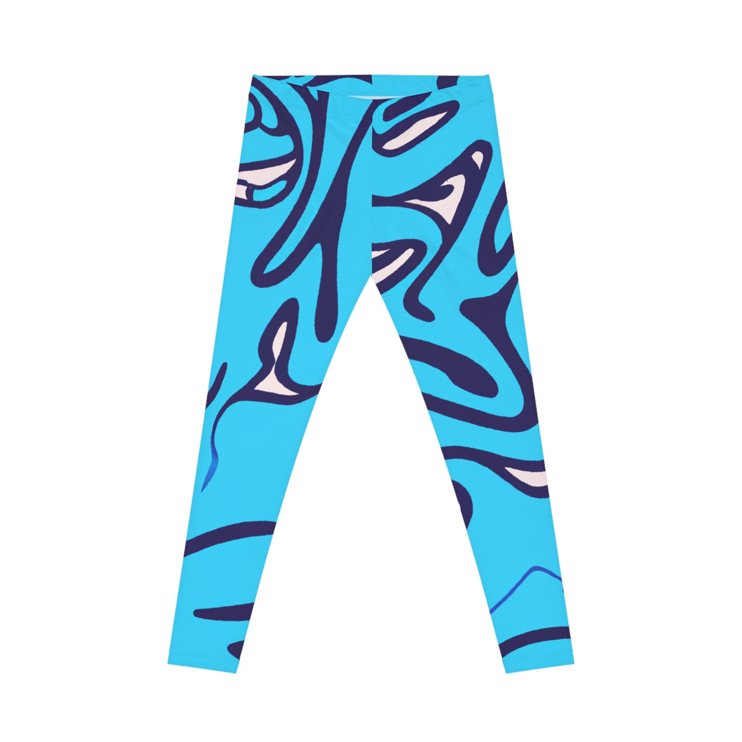 Aqua Swirl - AI Art - Women's Casual Leggings (AOP)