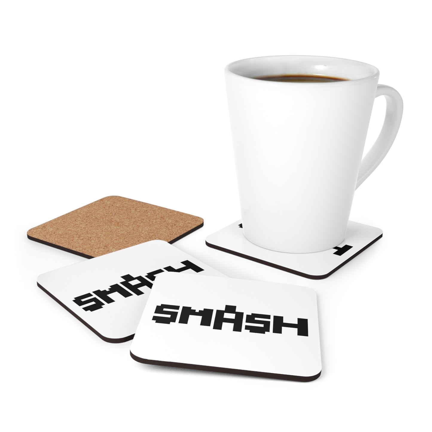 SMASH Logo 8-Bit - Corkwood Beverage Coaster Set of 4