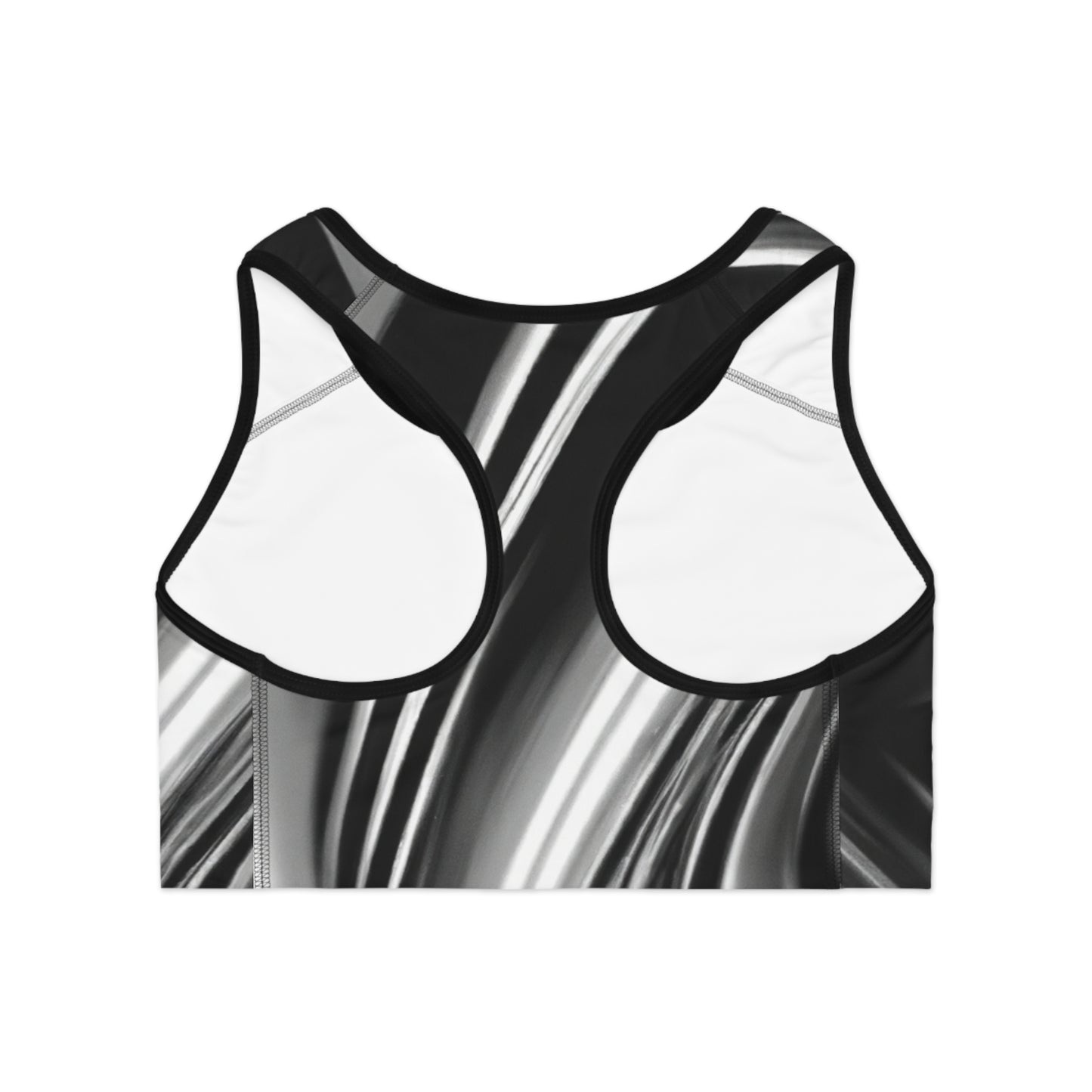 Black & White TV Noise - AI Art - Sports Bra - Made in USA