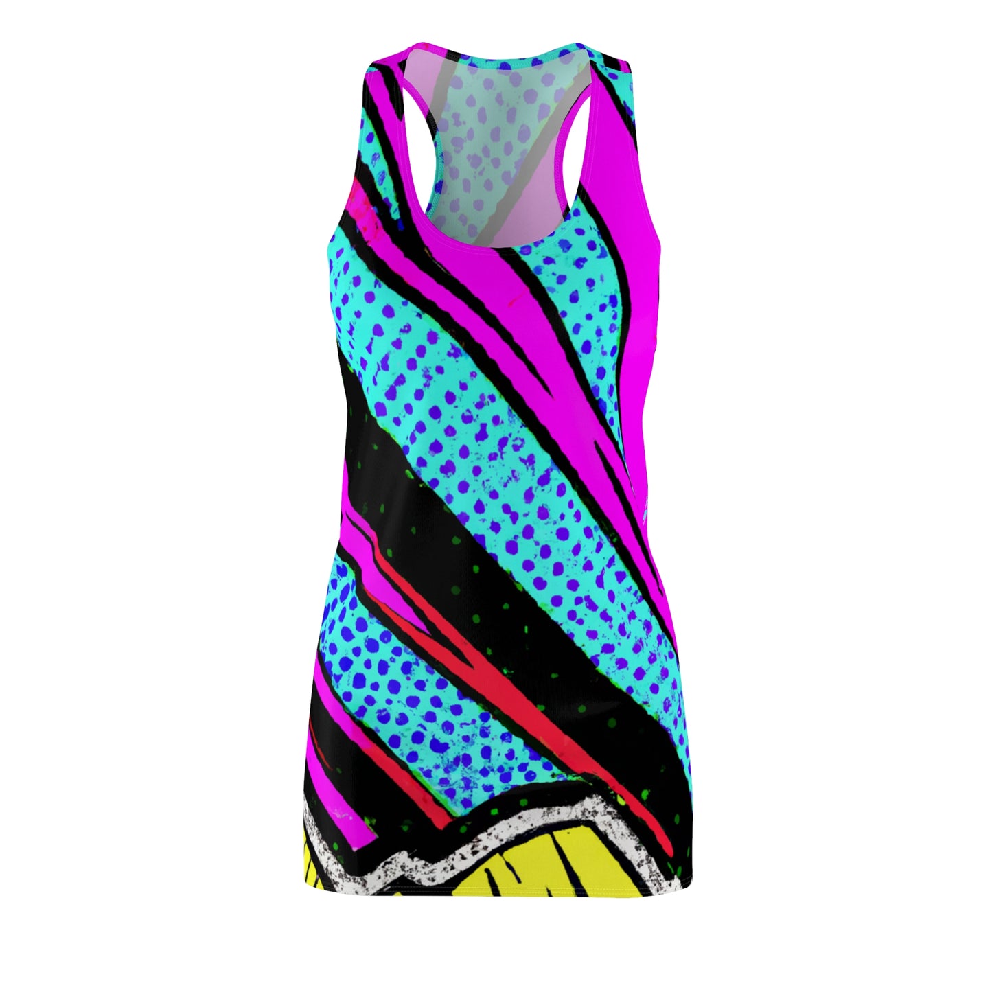 80's Surfer Girl - AI Art - Women's Cut & Sew Racerback Dress