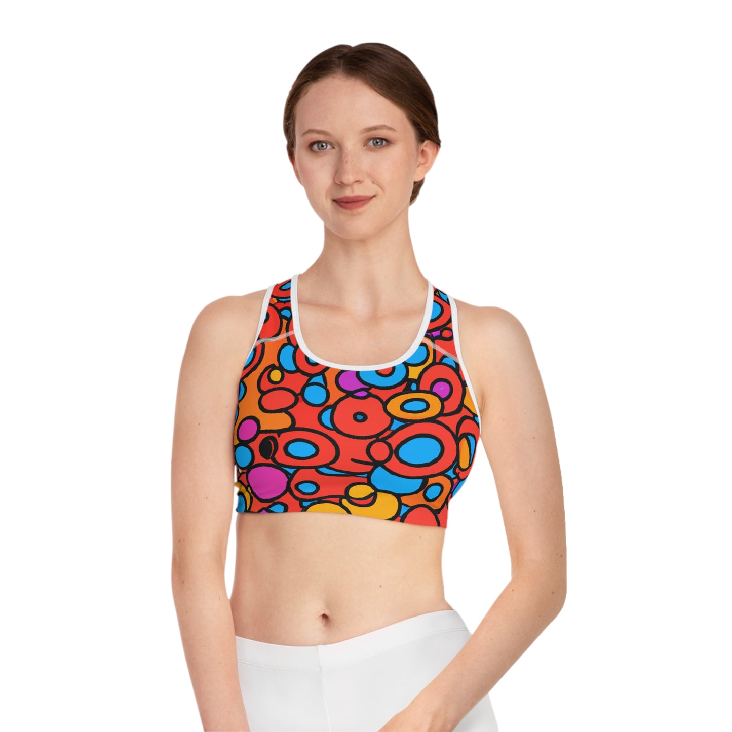 Cartoon Circles - AI Art - Sports Bra - Made in USA