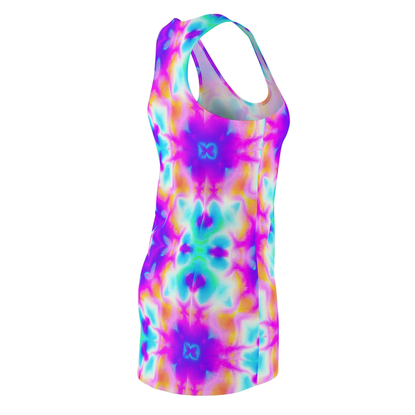 Hyperwave Tie-Dye - AI Art - Women's Cut & Sew Racerback Dress