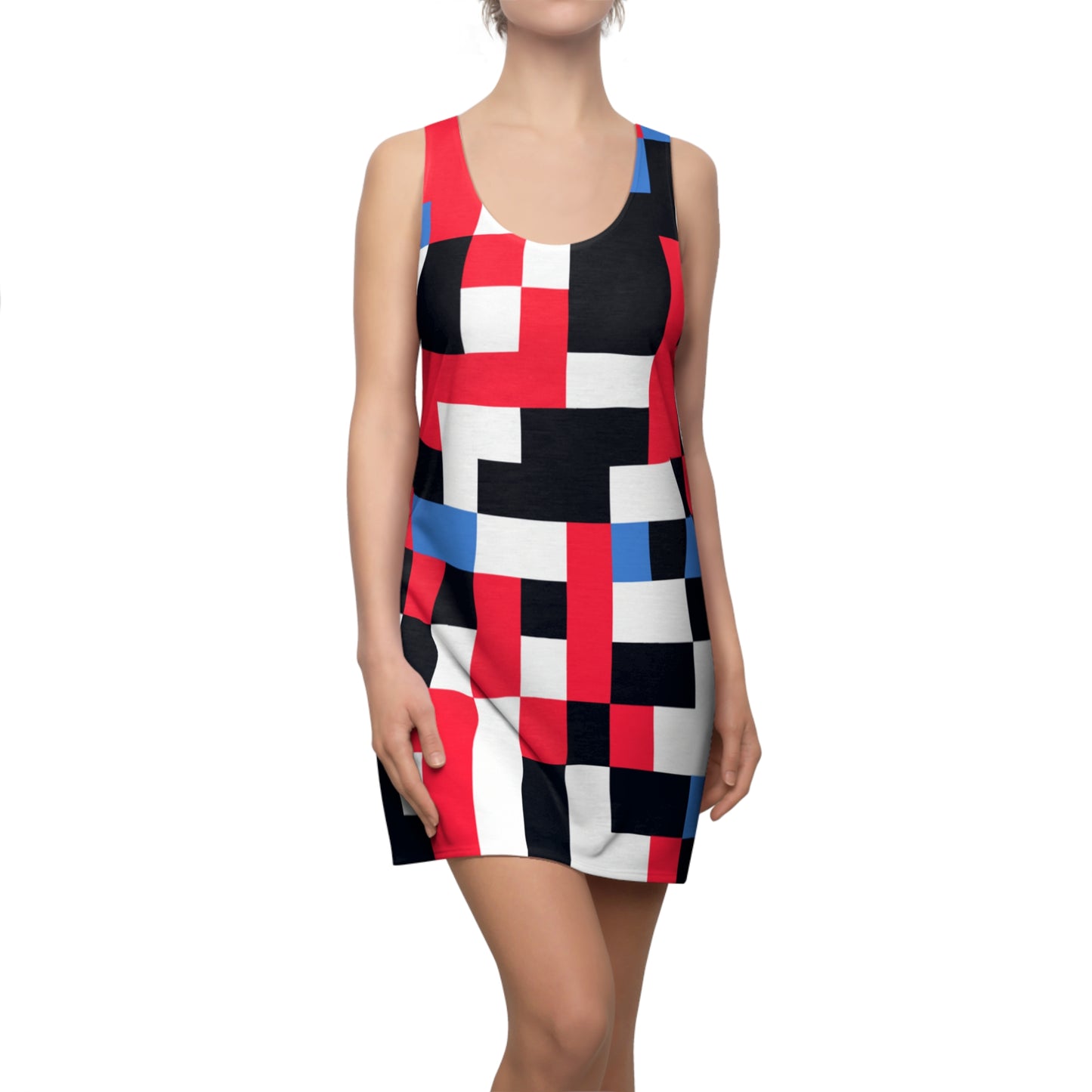 Colorful Pixelation 1 - AI Art - Women's Cut & Sew Racerback Dress (AOP)