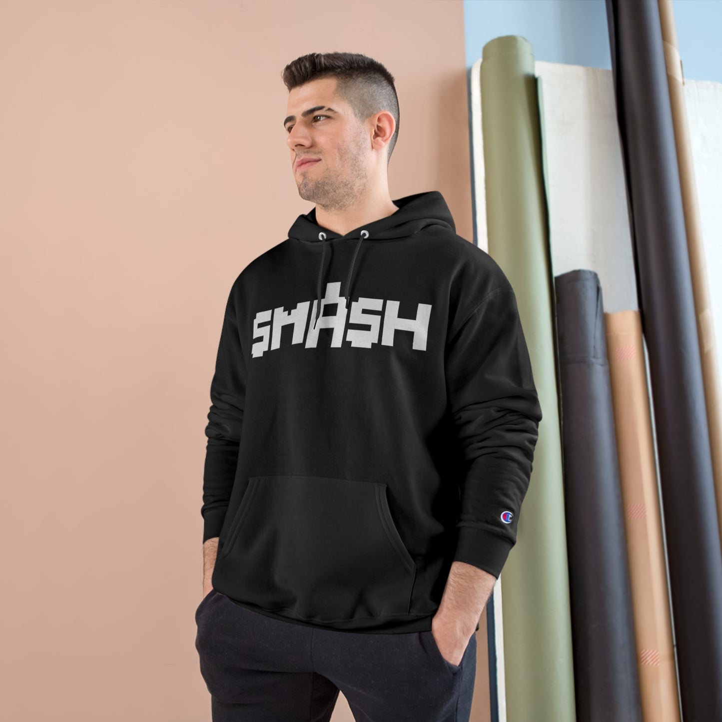 SMASH Logo 8-bit - AI Art - Champion Hoodie