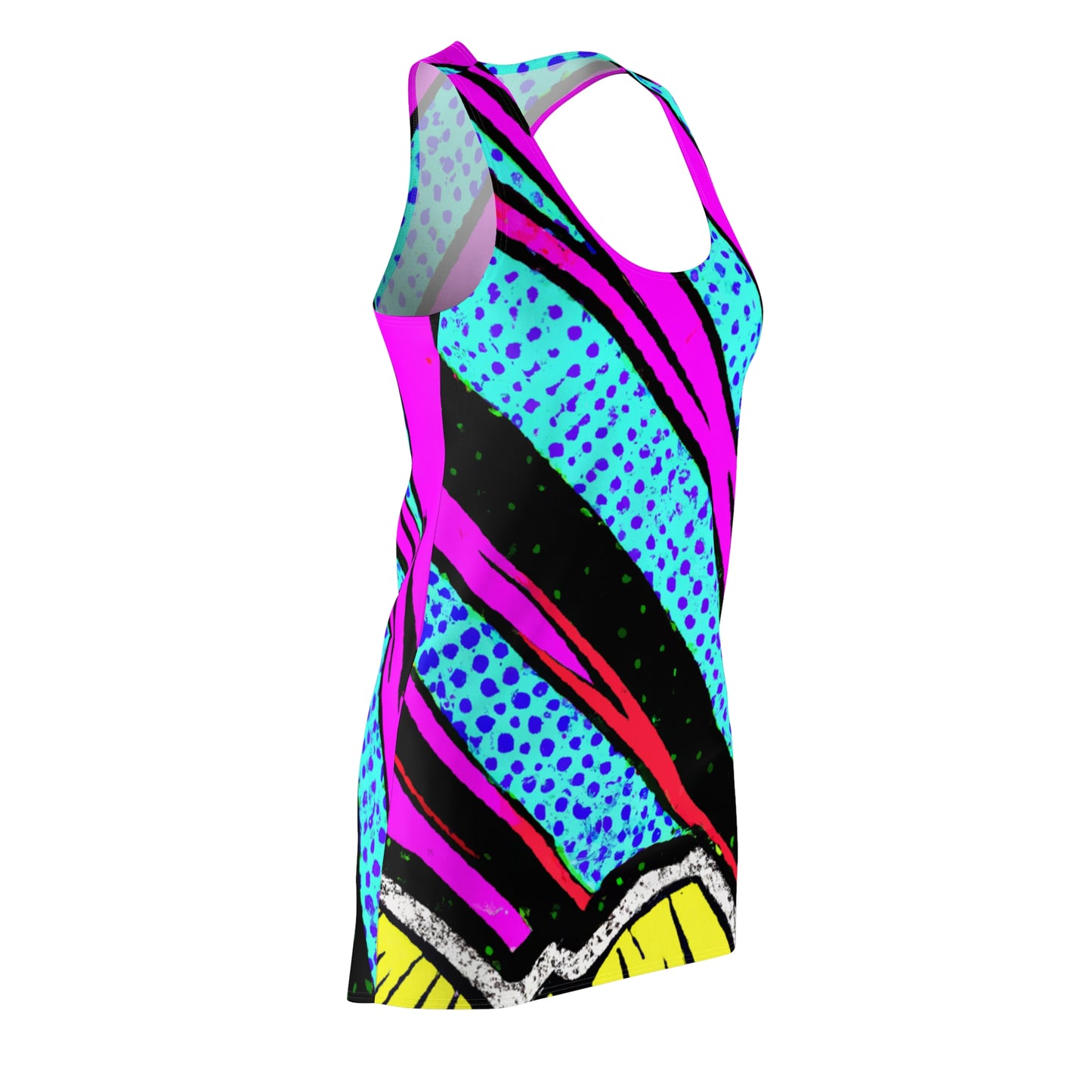 80's Surfer Girl - AI Art - Women's Cut & Sew Racerback Dress