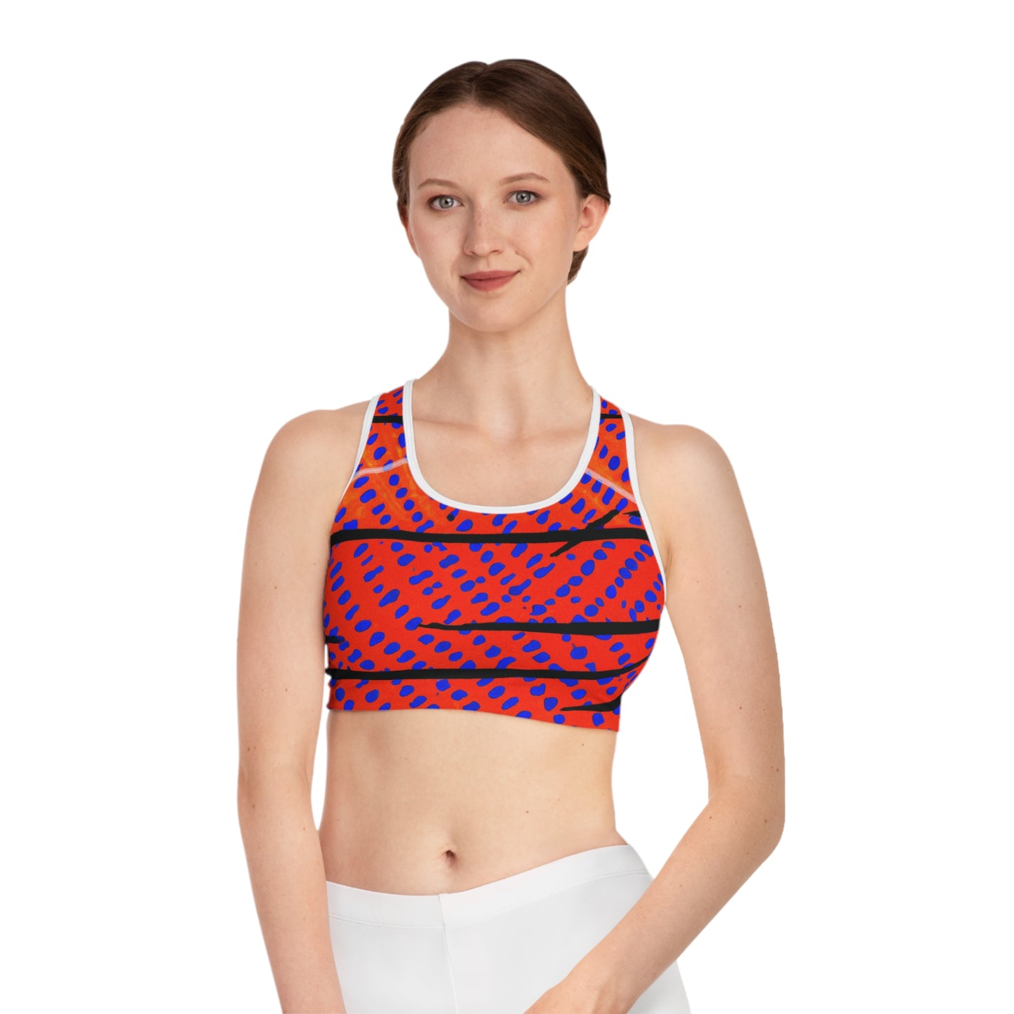 Orange & Blue Leopard Tiger - AI Art - Sports Bra (AOP)