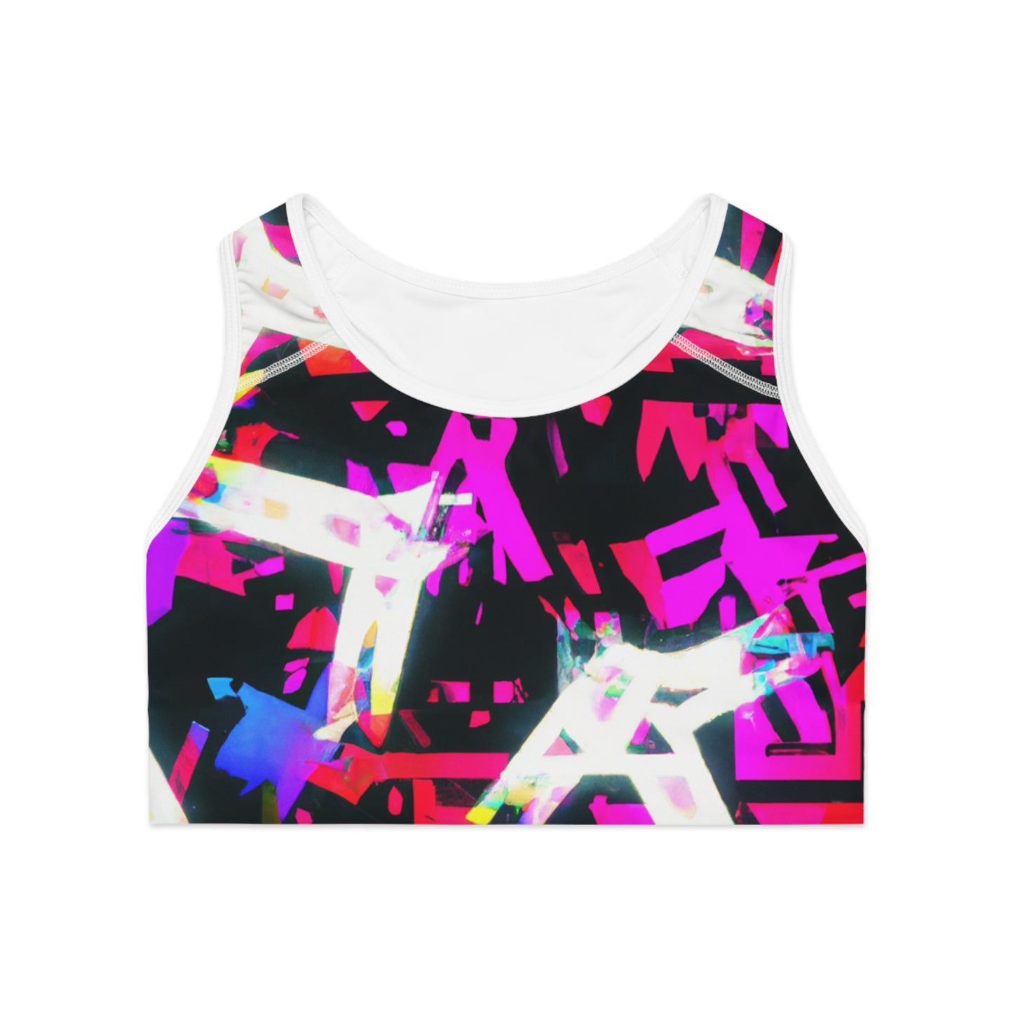 Neon Paintbrush - AI Art - Sports Bra (AOP)