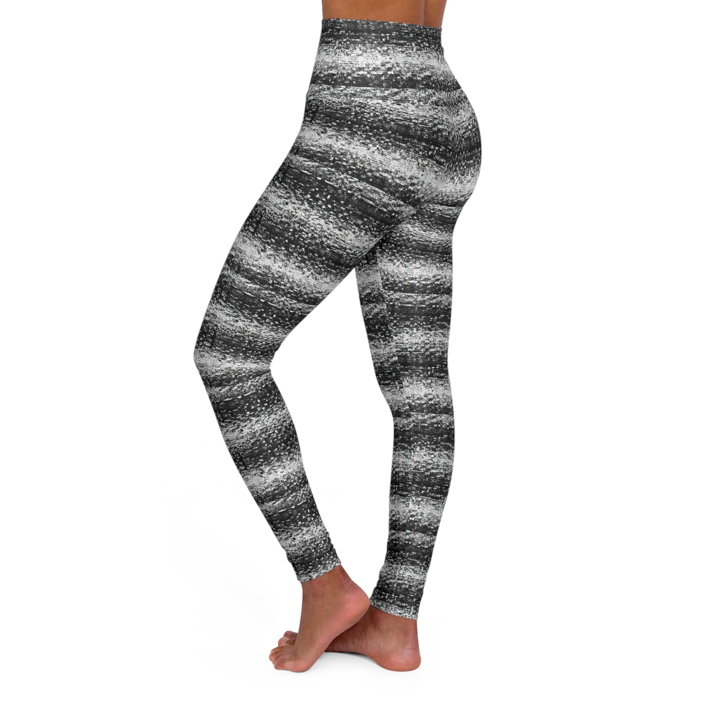 Old School TV Static - AI Art - High Waisted Yoga Leggings (AOP)