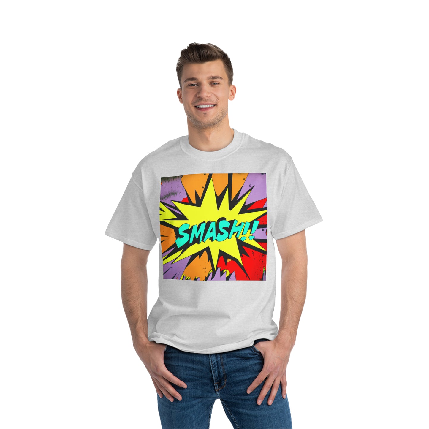 Smash Comic Logo - AI Art - Beefy-T®  Short-Sleeve T-Shirt (Sizes S-6XL, Multiple Shirt Colors Available)