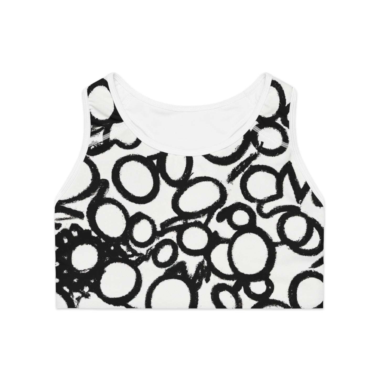 Black Crayon Circles - AI Art - Sports Bra (AOP)