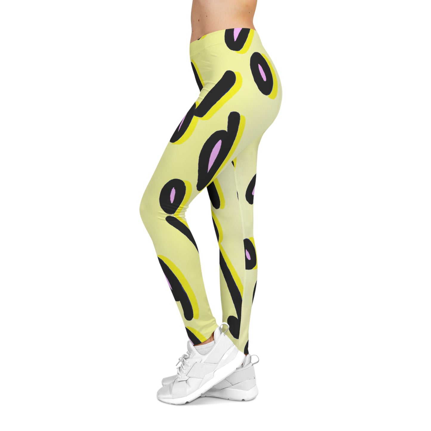 Lemon Black & Pink - AI Art - Women's Casual Leggings (AOP)