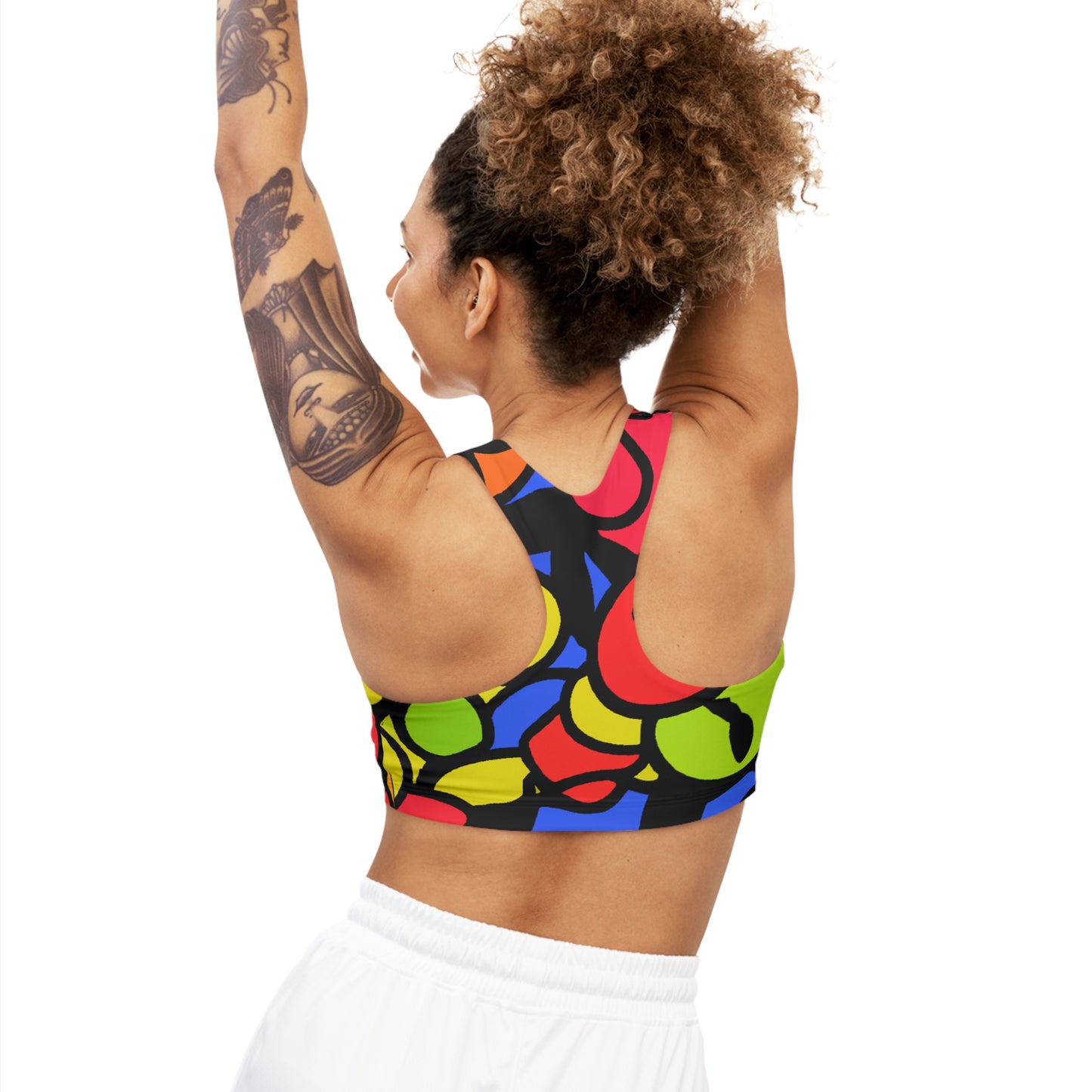 Colorful Cartoon Eyes -  AI Art - Seamless Sports Bra (AOP)