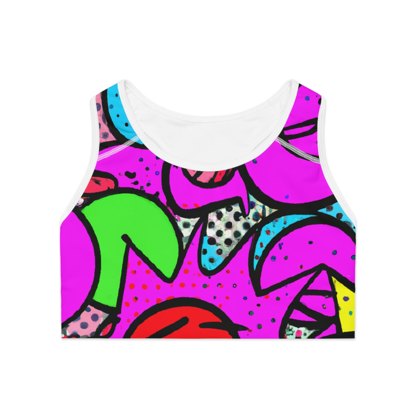 Purple & Green Comic Fun - AI Art - Sports Bra (AOP)