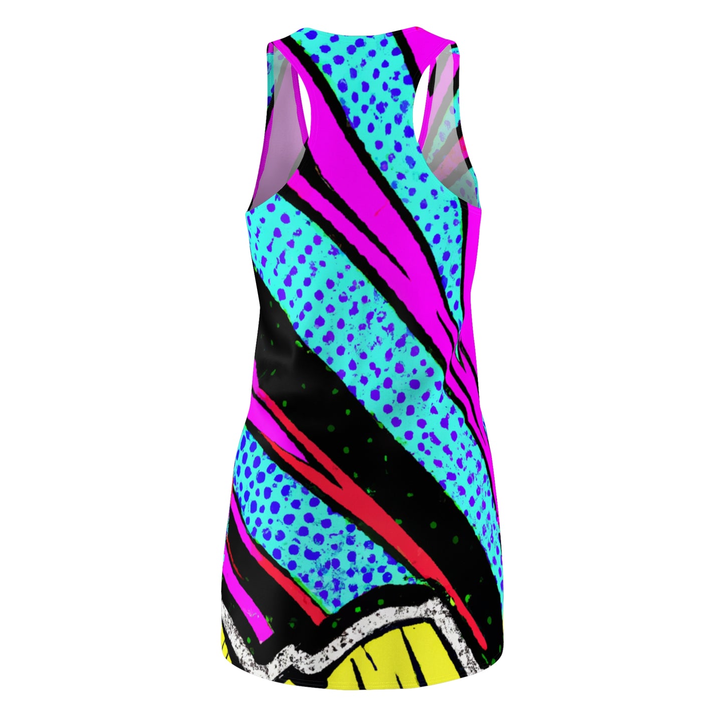 80's Surfer Girl - AI Art - Women's Cut & Sew Racerback Dress