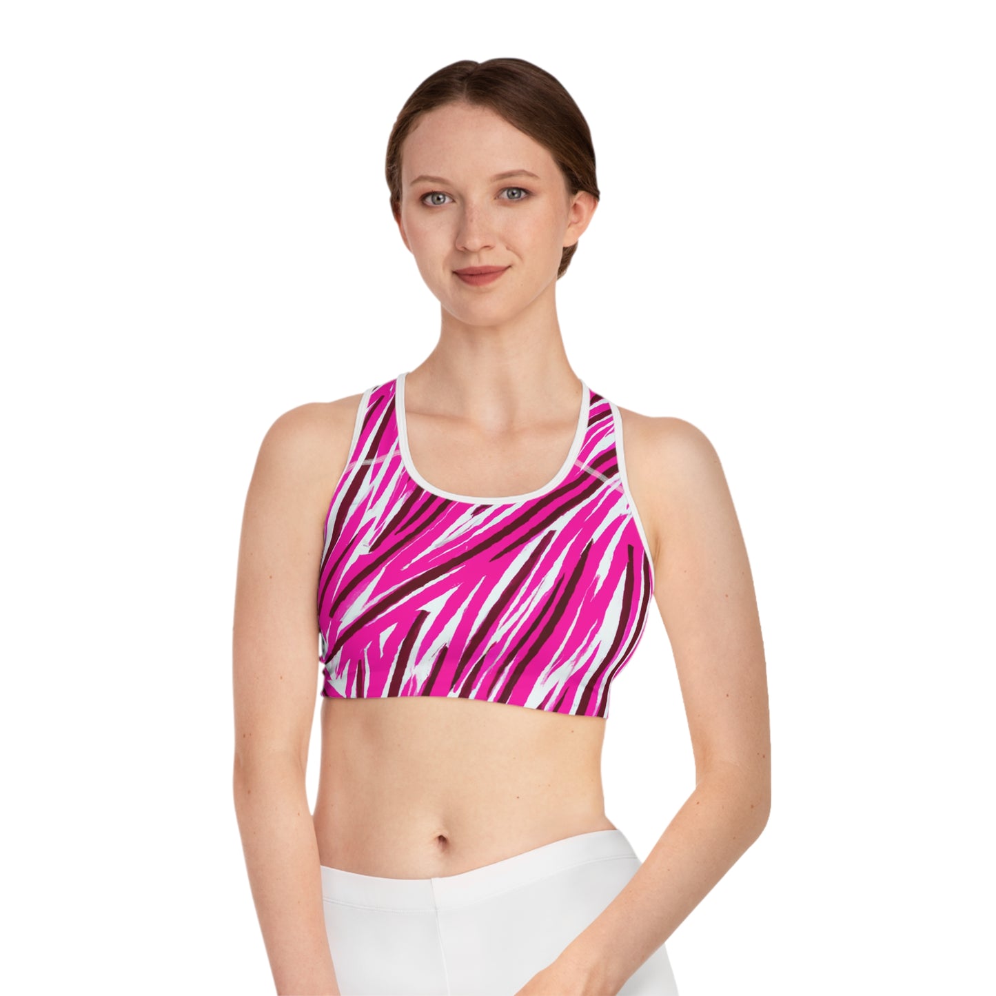 Hot Pink Streaks - AI Art - Sports Bra (AOP)