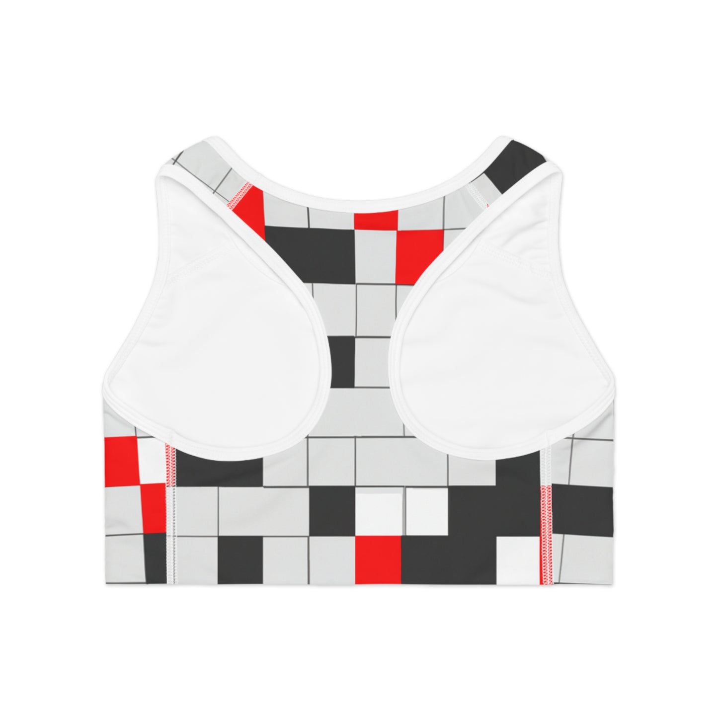 Pixelation (Gray & Red) - AI Art - Sports Bra (AOP)