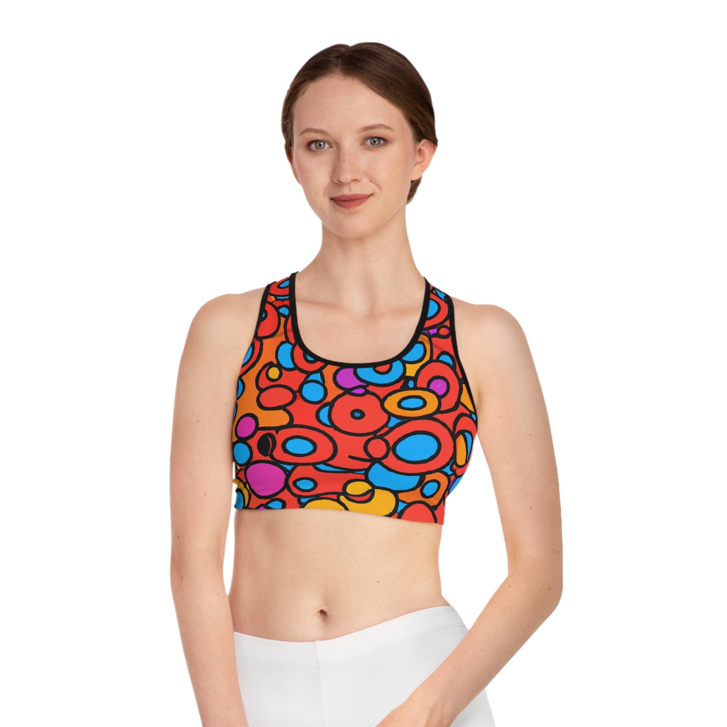 Cartoon Circles - AI Art - Sports Bra - Made in USA