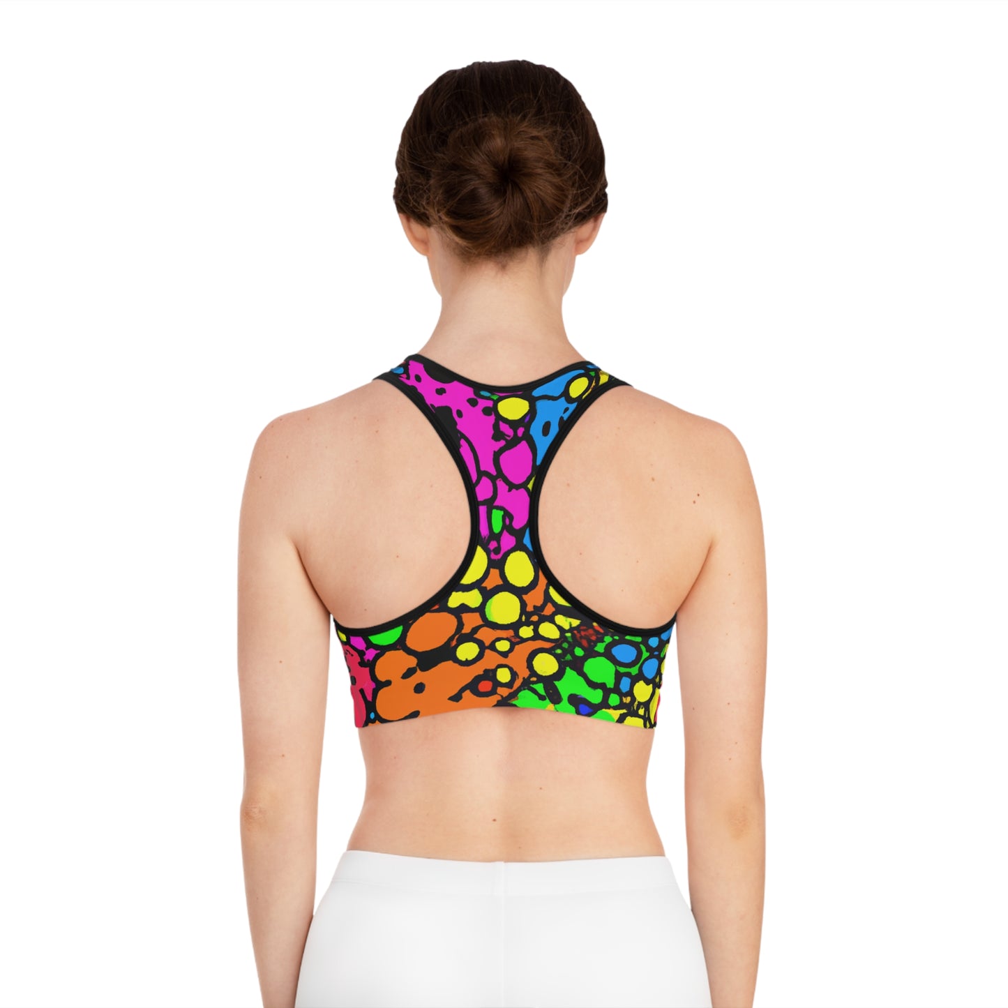 Cartoon Acrylic Crayon - AI Art - Sports Bra - Made in USA