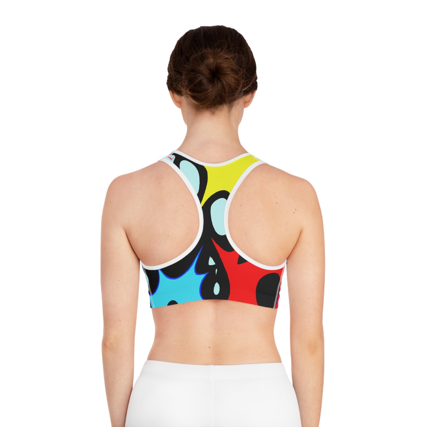 Blue & Red Cartoon Saw Blades - AI Art - Sports Bra (AOP)