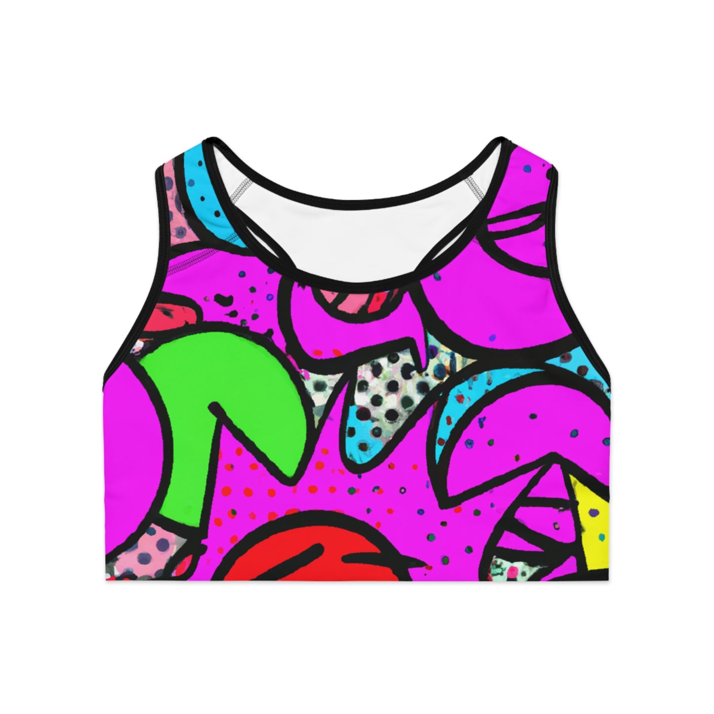 Purple & Green Comic Fun - AI Art - Sports Bra (AOP)