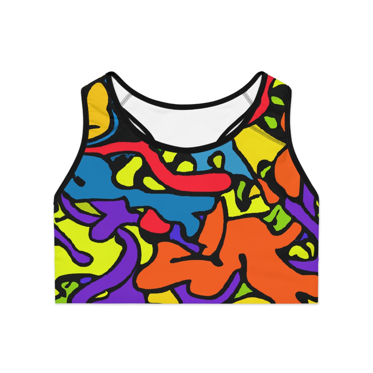 Cartoon Style Finger Paint - AI Art - Sports Bra (AOP)