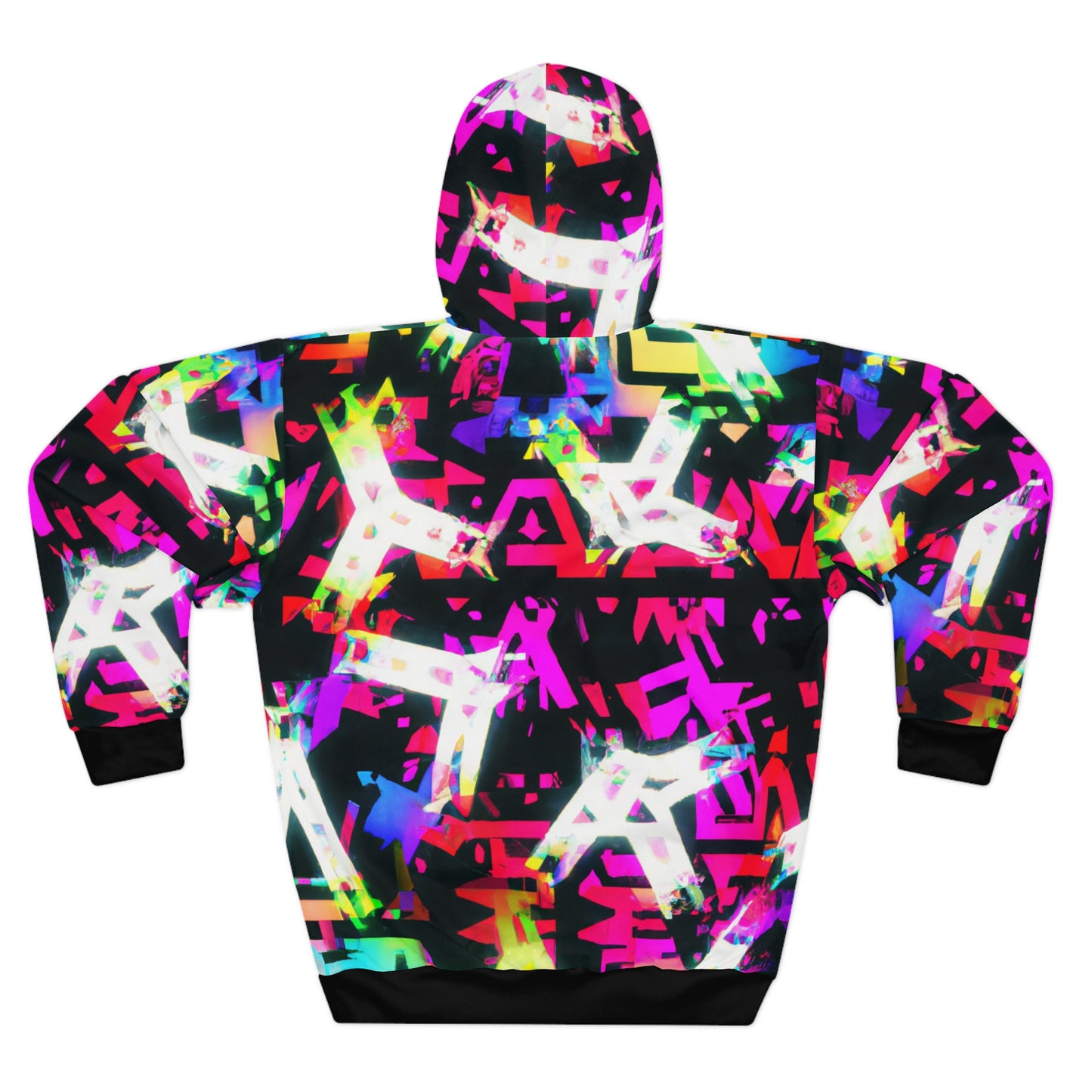 Neon Paintbrush (Black Trim) - AI Art - Unisex Pullover Hoodie (AOP)