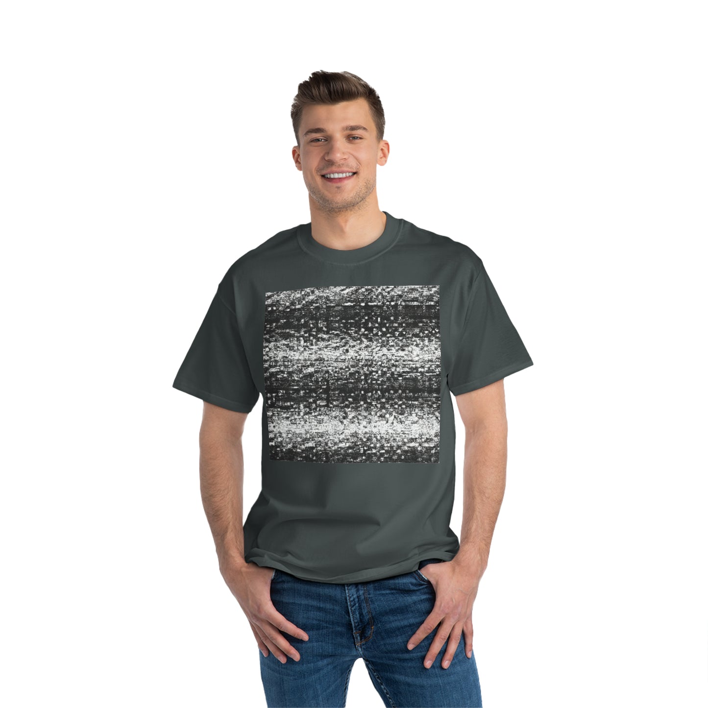 Old School TV Static - AI Art - Beefy-T®  Short-Sleeve T-Shirt (Sizes S-6XL, Choose from Black, White, & Grey Shirt Colors)