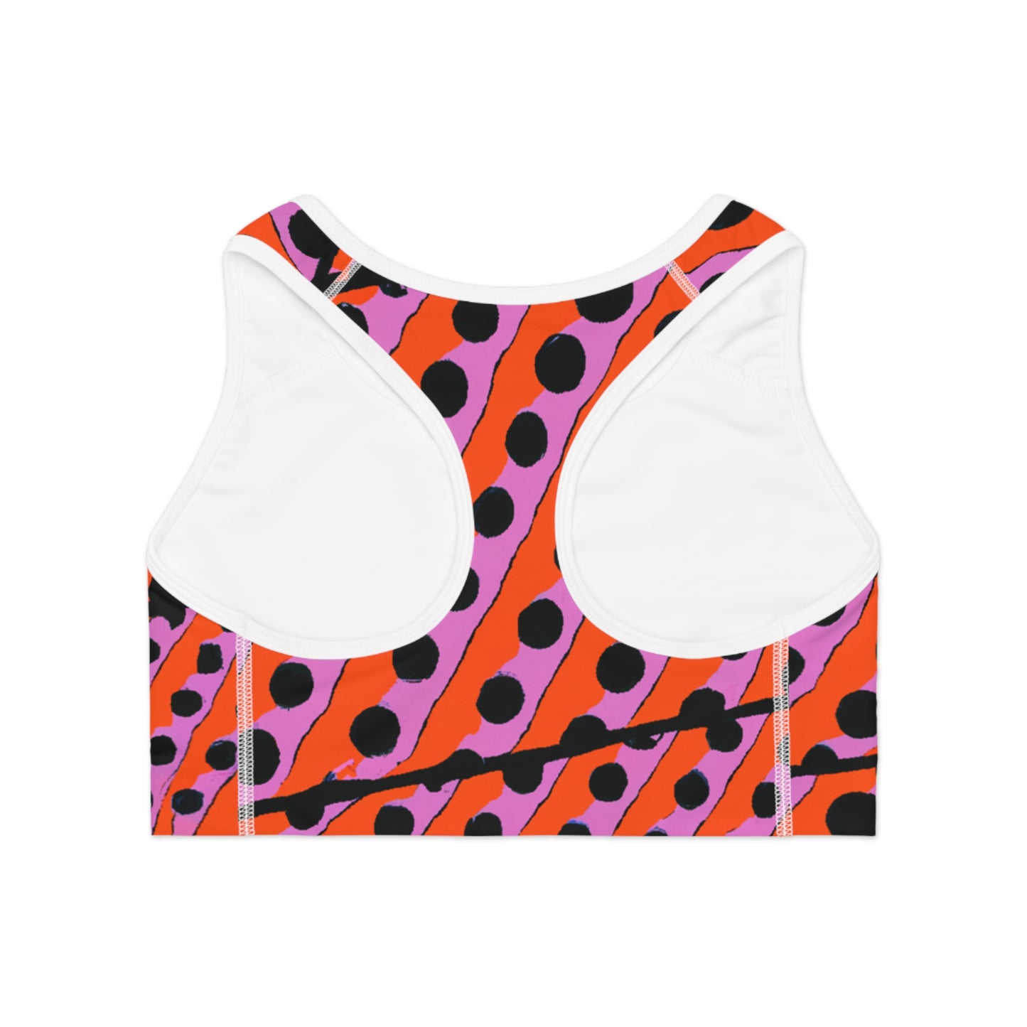 Cartoon Black Polka Dots Orange & Purple - AI Art - Sports Bra (AOP)