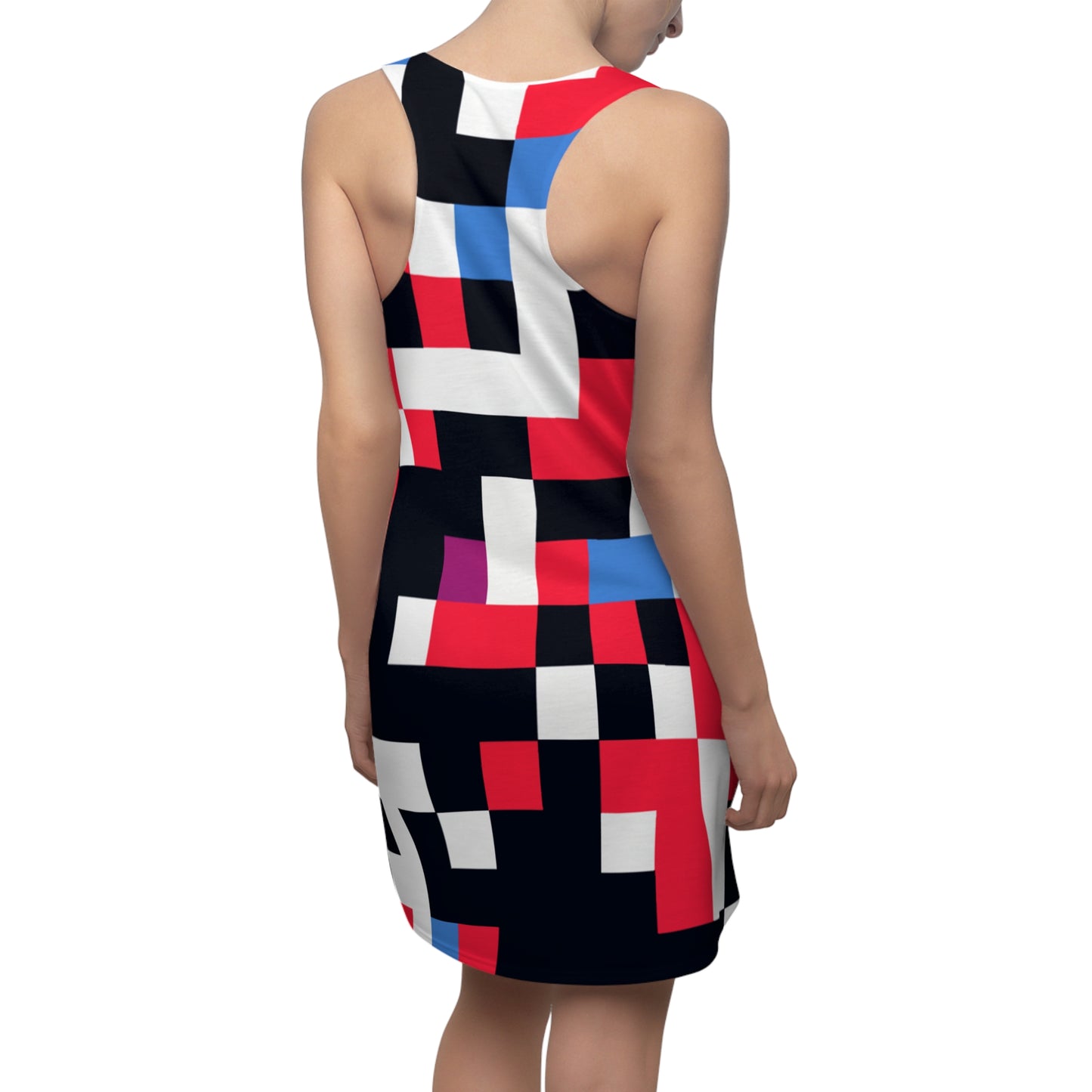 Colorful Pixelation 1 - AI Art - Women's Cut & Sew Racerback Dress (AOP)