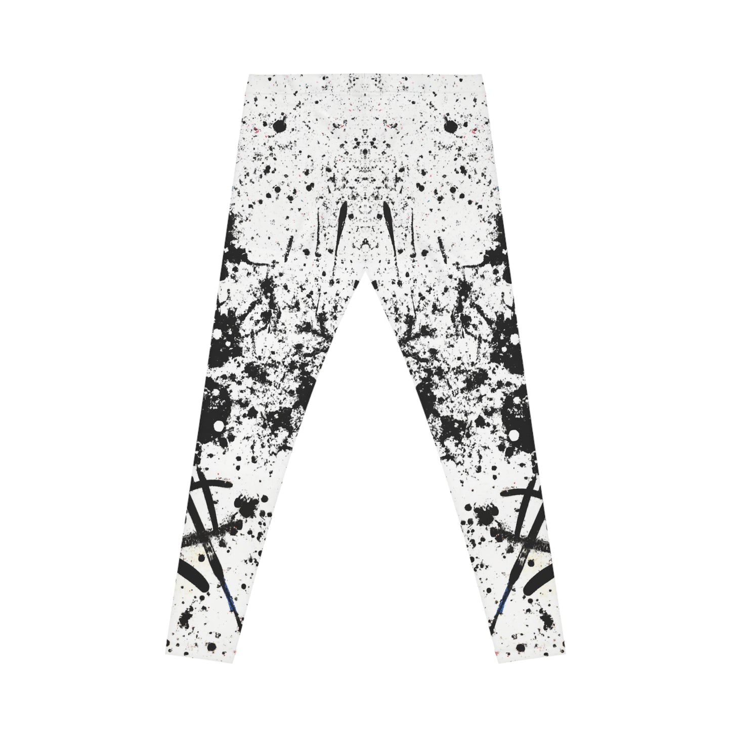 Black & White Paint Splatter 1 - AI Art - Yoga Pants (Women's Casual Leggings)