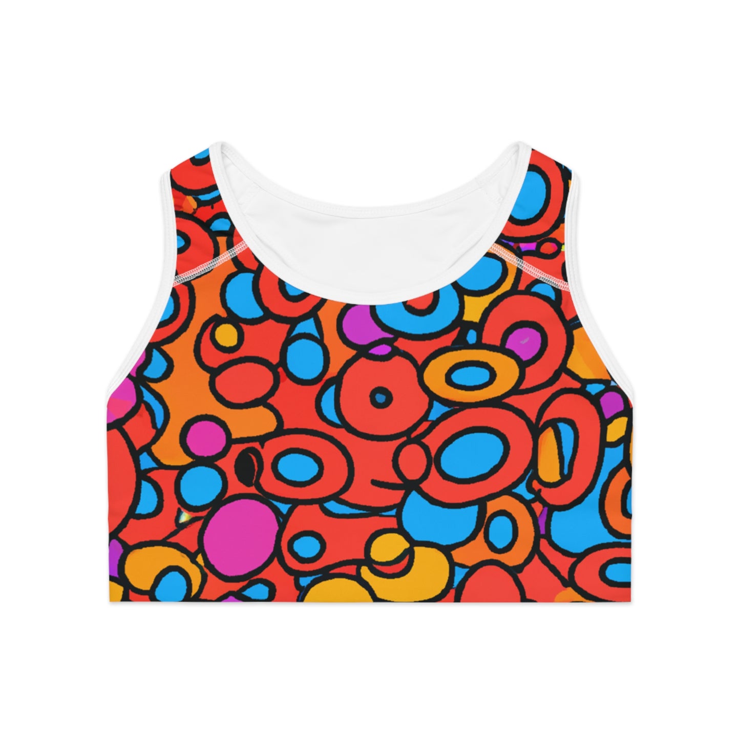 Cartoon Circles - AI Art - Sports Bra - Made in USA