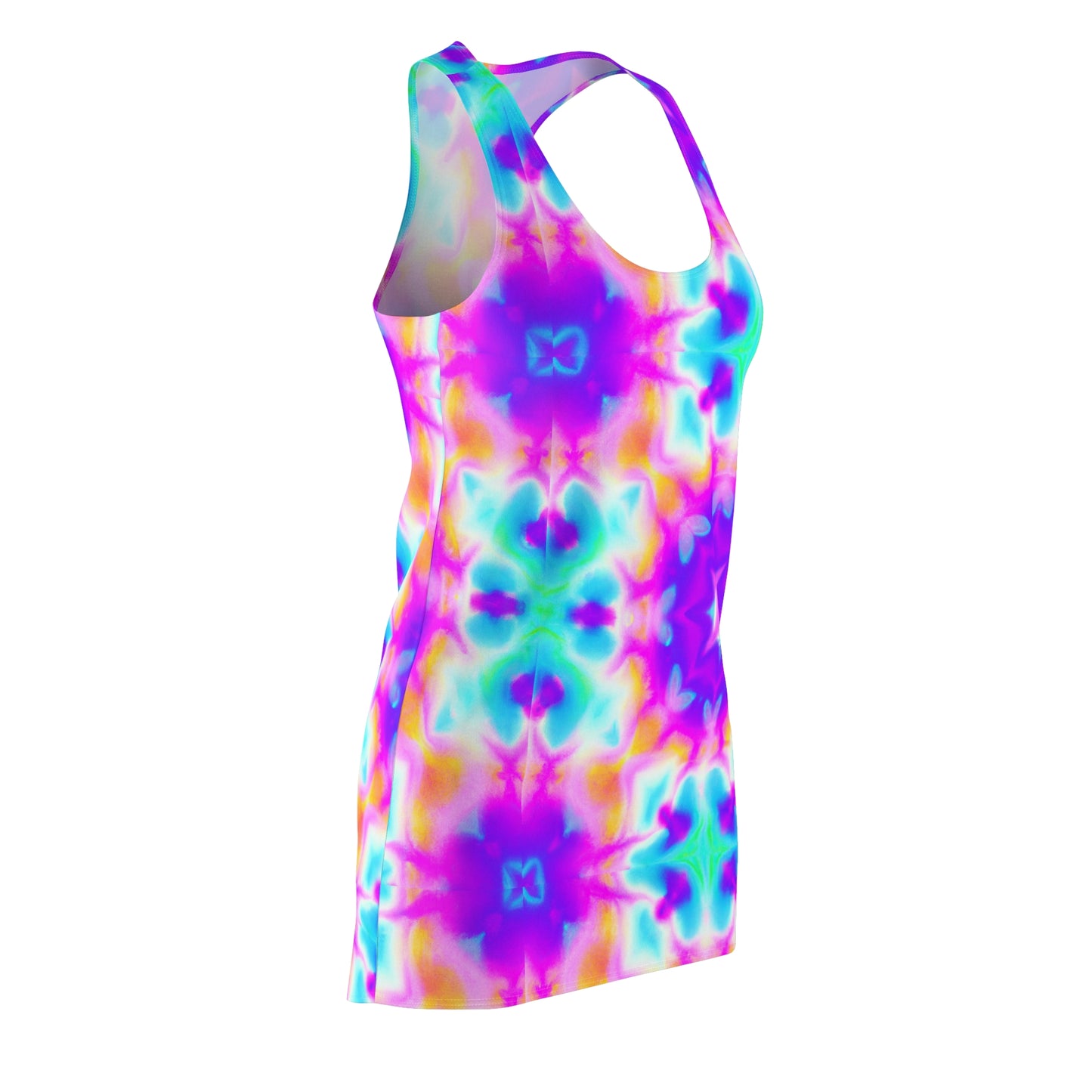 Hyperwave Tie-Dye - AI Art - Women's Cut & Sew Racerback Dress