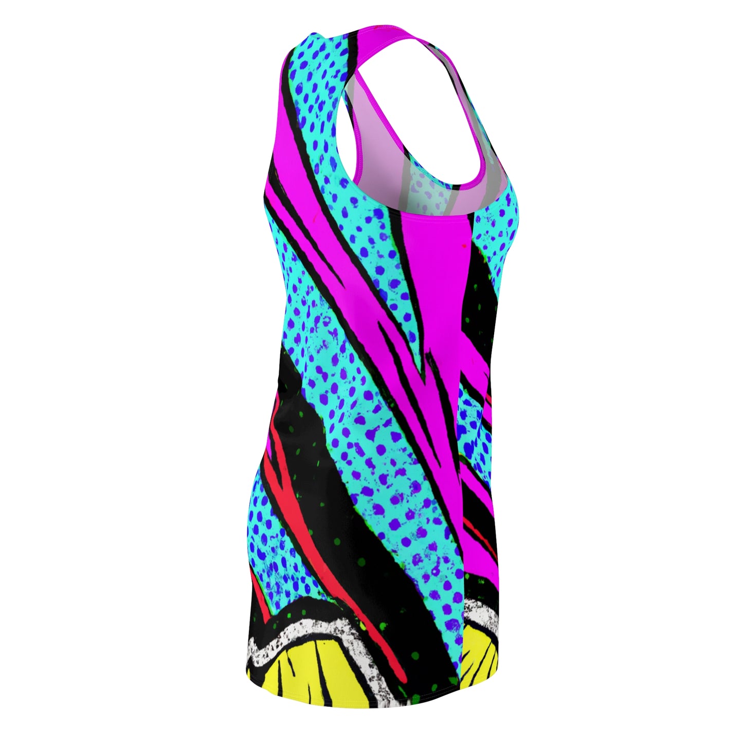 80's Surfer Girl - AI Art - Women's Cut & Sew Racerback Dress