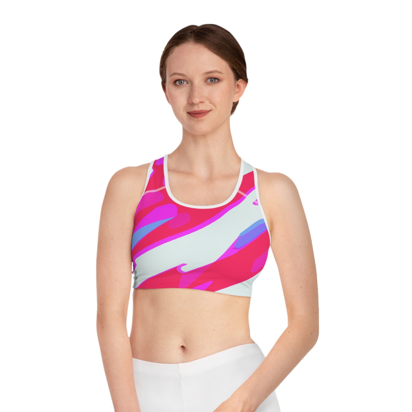 80's Workout Splash - AI Art - Sports Bra (AOP)