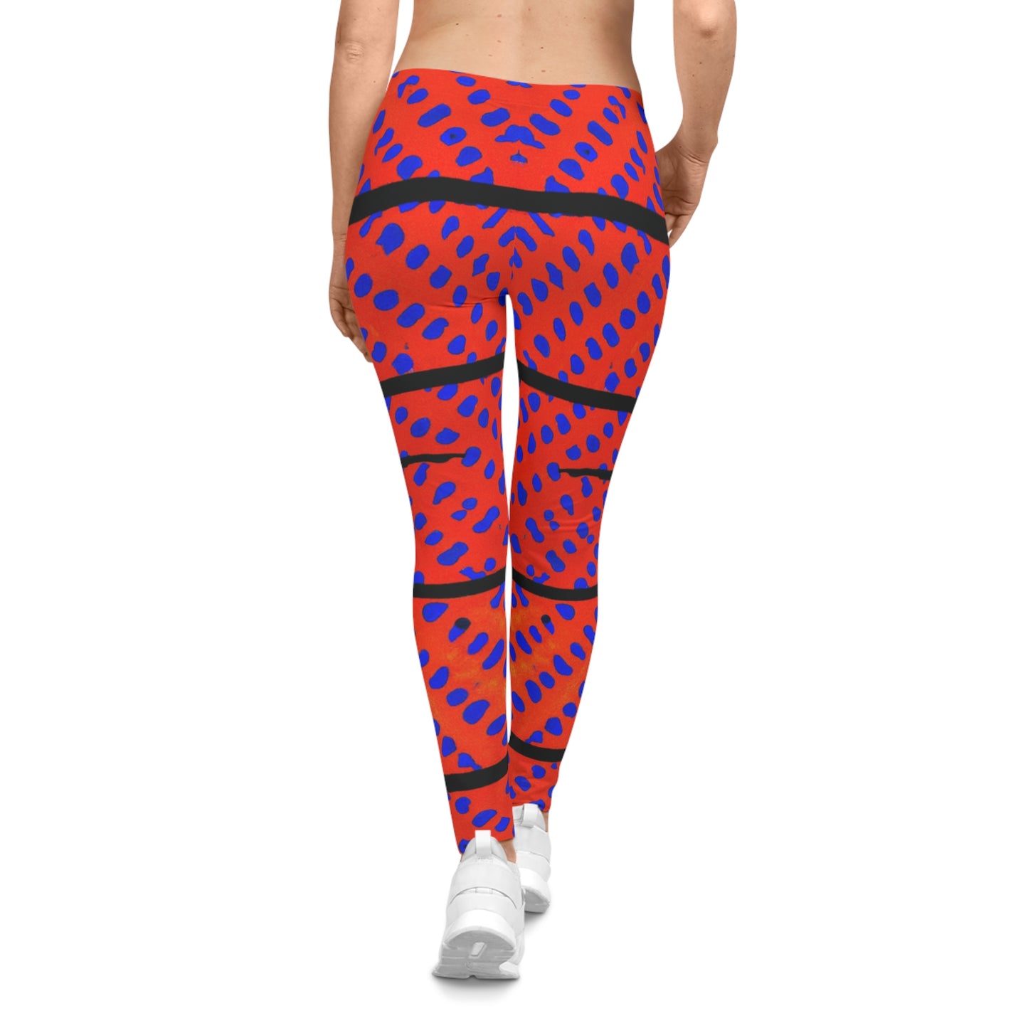 Orange & Blue Leopard Tiger - AI Art - Women's Casual Leggings (AOP)