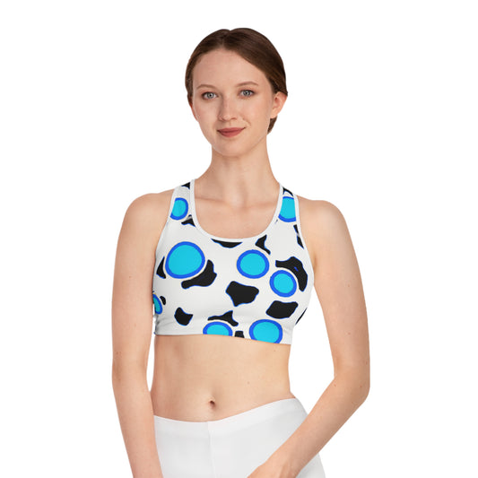 Blue Leopard Bubbles - AI Art - Sports Bra (AOP)