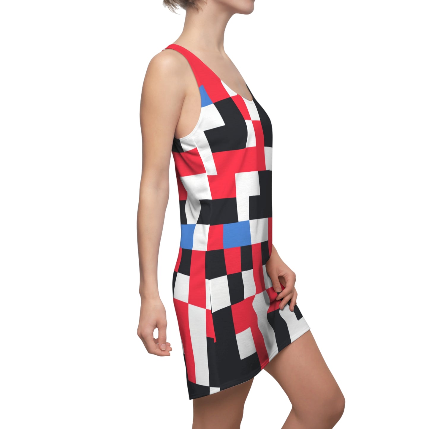 Colorful Pixelation 1 - AI Art - Women's Cut & Sew Racerback Dress (AOP)